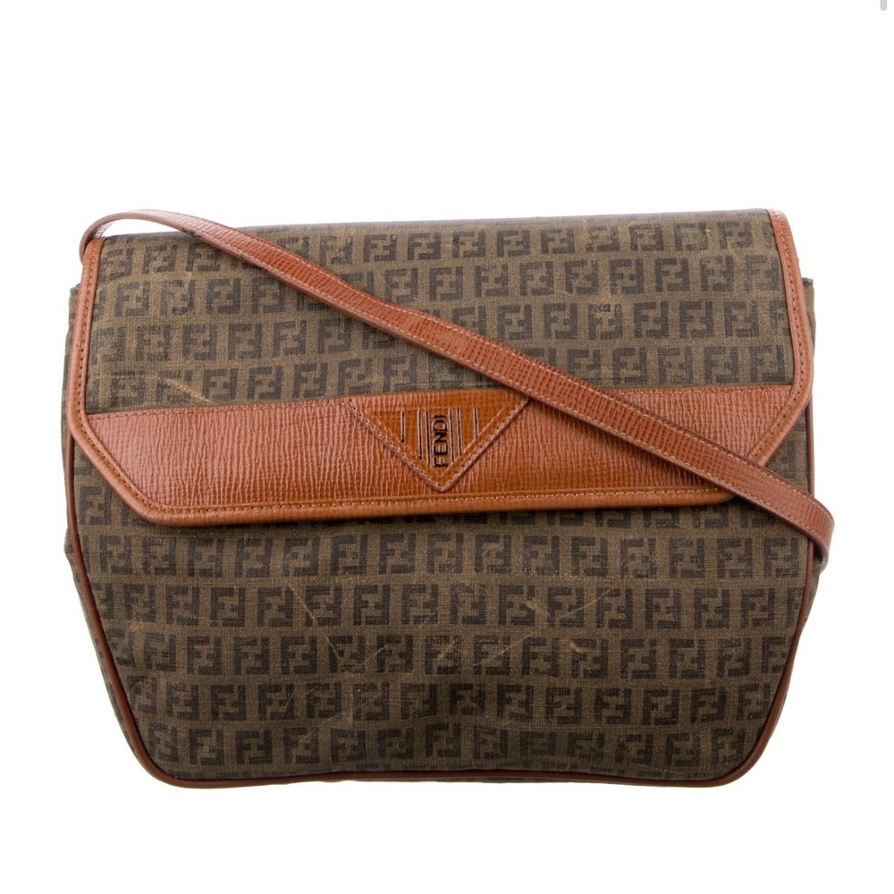 Fendi Leather Trimmed Zucchino Messenger